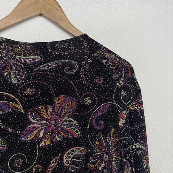 Vintage MSK Top Women's Medium Black Studded Whimsigoth Tassle Open Front y2k - Picture 9 of 10